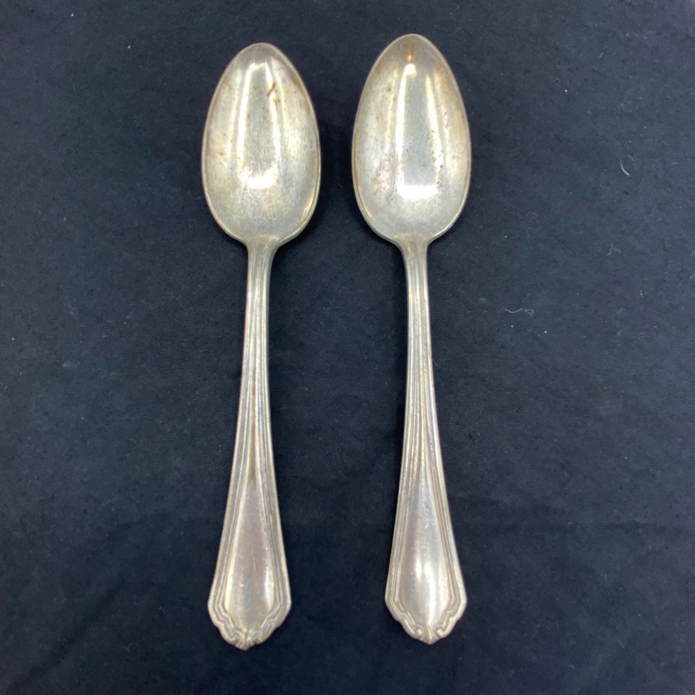 Vintage J. Rogers & Co 6in Teaspoons Silver Plated Anchor XII Set of 2 Silver